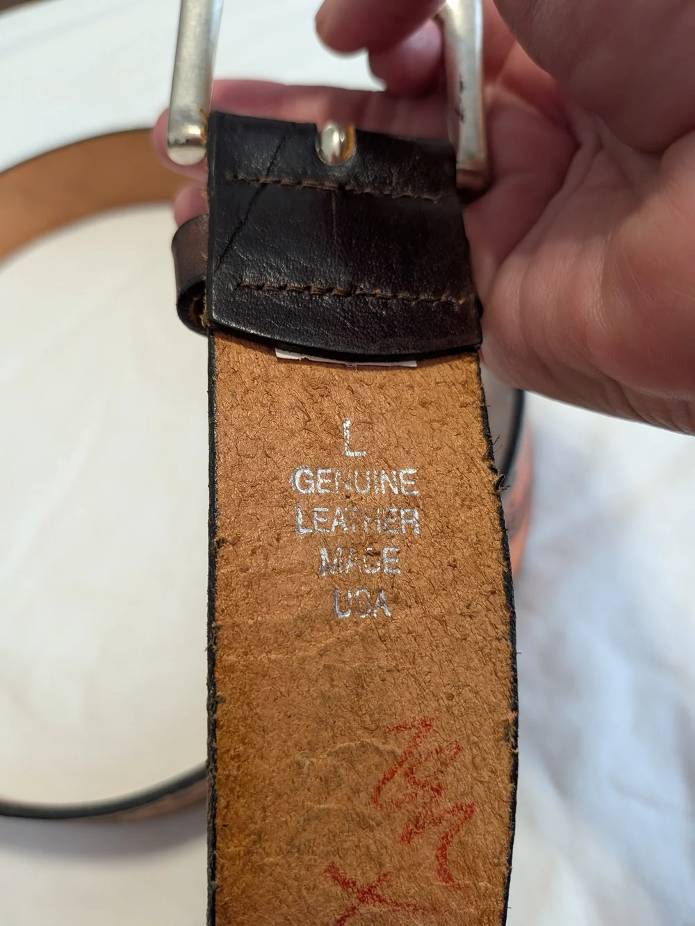 Express Men's Genuine Leather Tooled Western Belt Brown/Black Express Lg